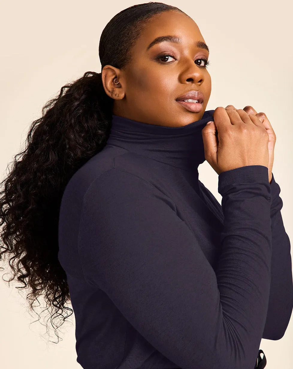 Washable Cashmere Turtleneck Navy sold by Boston Proper