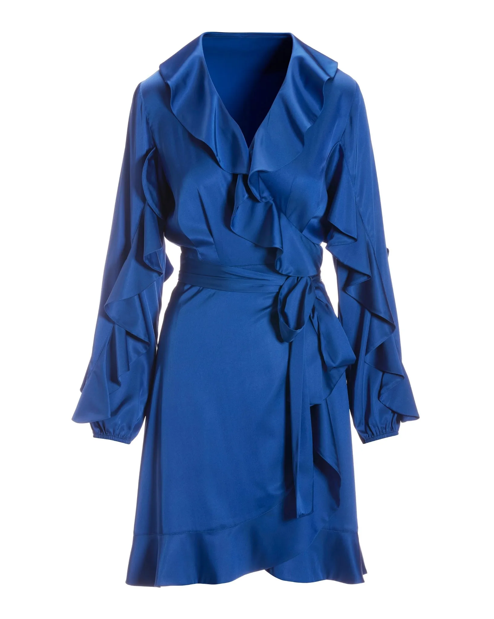 Surplice Ruffle Wrap Dress Classic Blue sold by Boston Proper product image thumbnail 2
