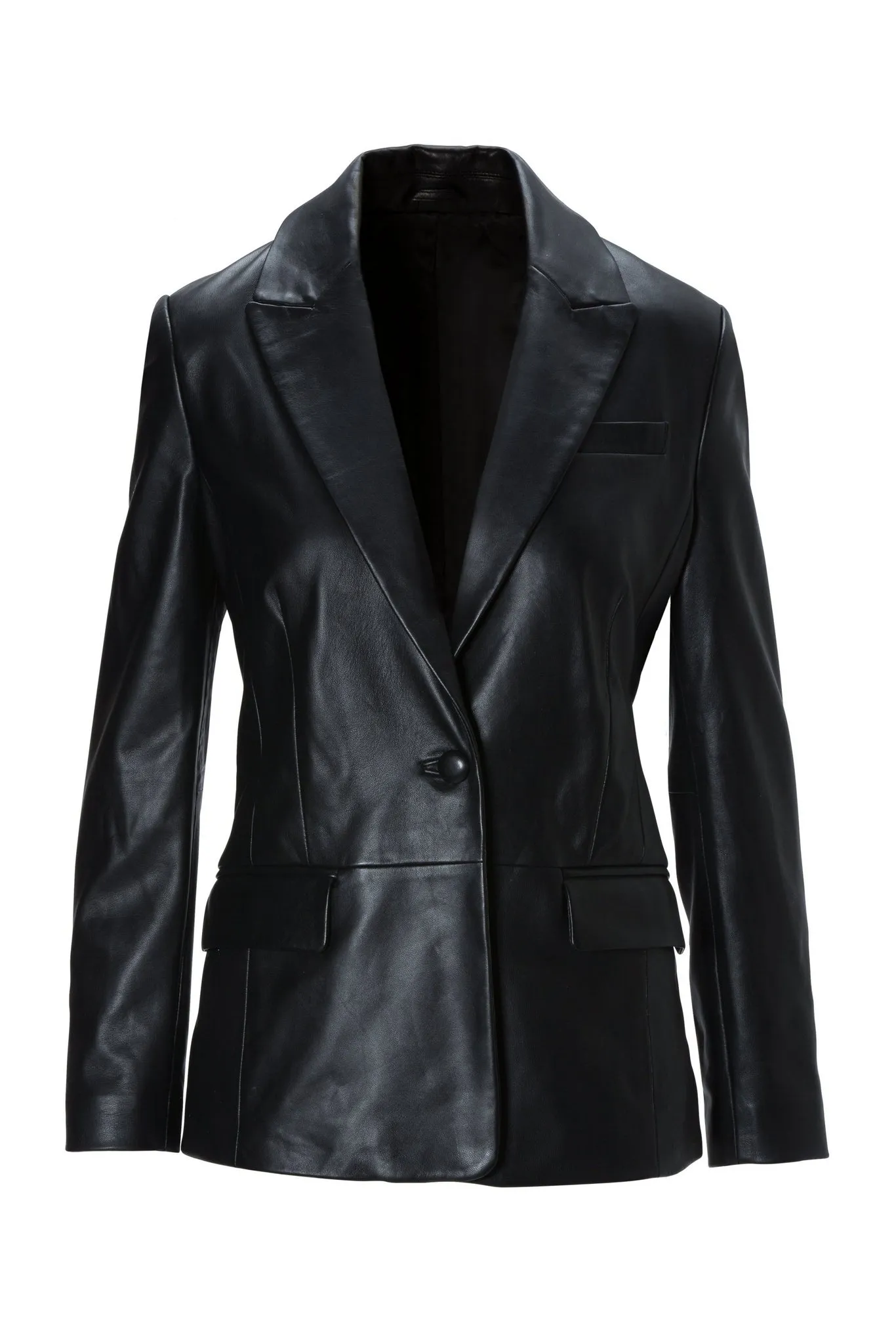 Leather Single Button Blazer Black sold by Boston Proper product image thumbnail 2