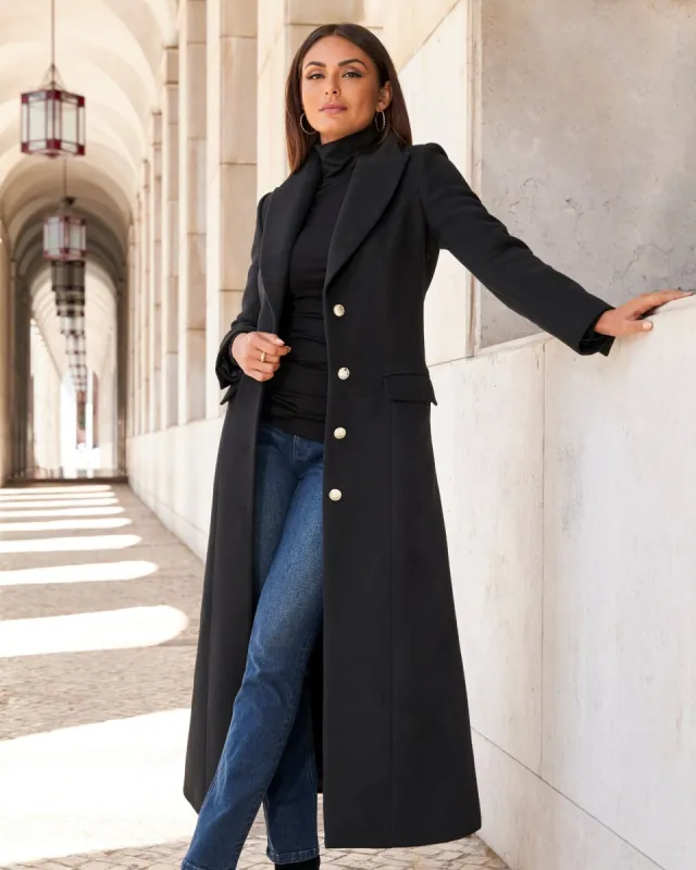 Full Length Classic Tailored Coat Black sold by Boston Proper