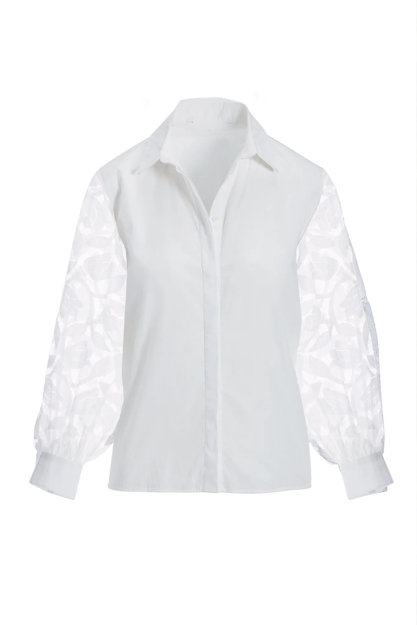 Illusion Embroidered Sleeve Shirt White sold by Boston Proper product image thumbnail 2