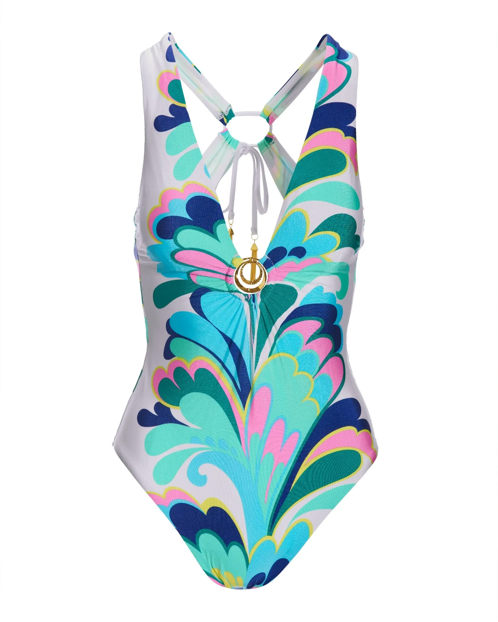 Abstract Ring Detail V Neck One Piece Multi sold by Boston Proper product image thumbnail 2