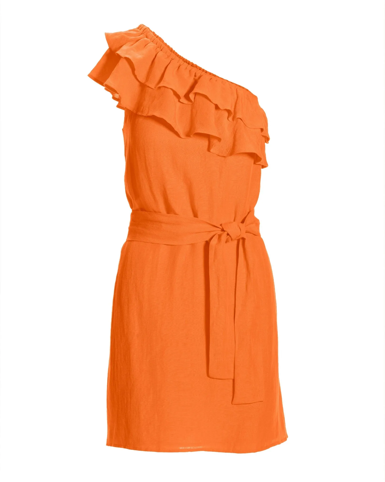 Ruffle Trim Linen Shift Dress Nectarine sold by Boston Proper product image thumbnail 2
