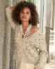 Pearl Embellished Cable Cardigan Tan sold by Boston Proper
