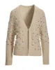 Pearl Embellished Cable Cardigan Tan sold by Boston Proper