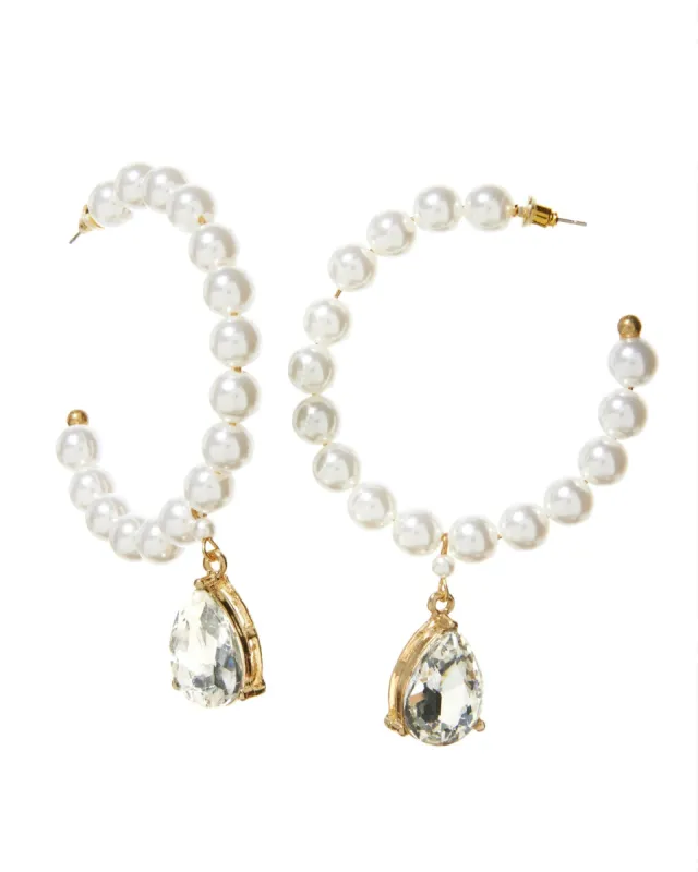 Pearl Gem Hoop Earring White sold by Boston Proper