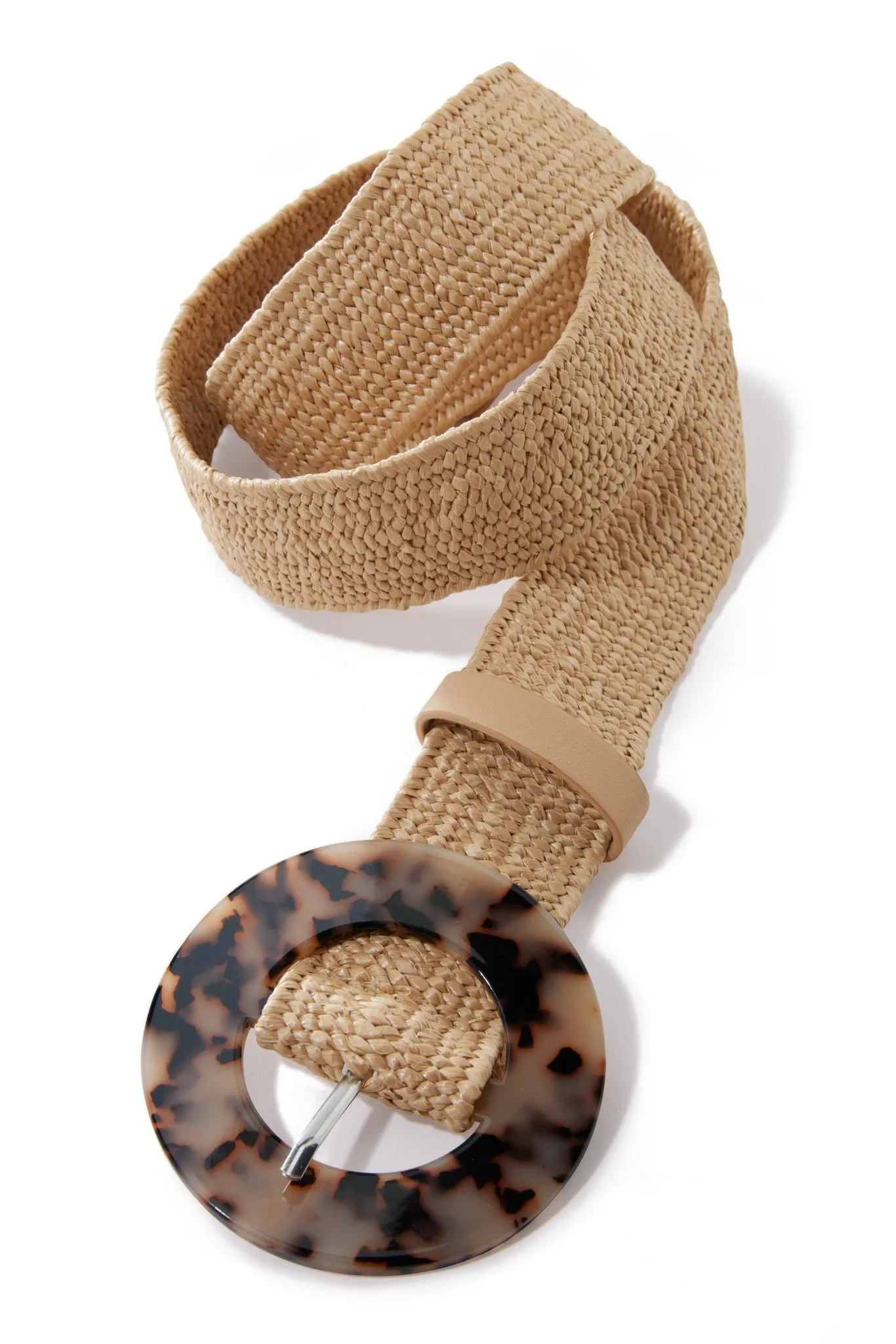 Tortoiseshell Buckle Raffia Stretch Belt Natural Multi sold by Boston Proper