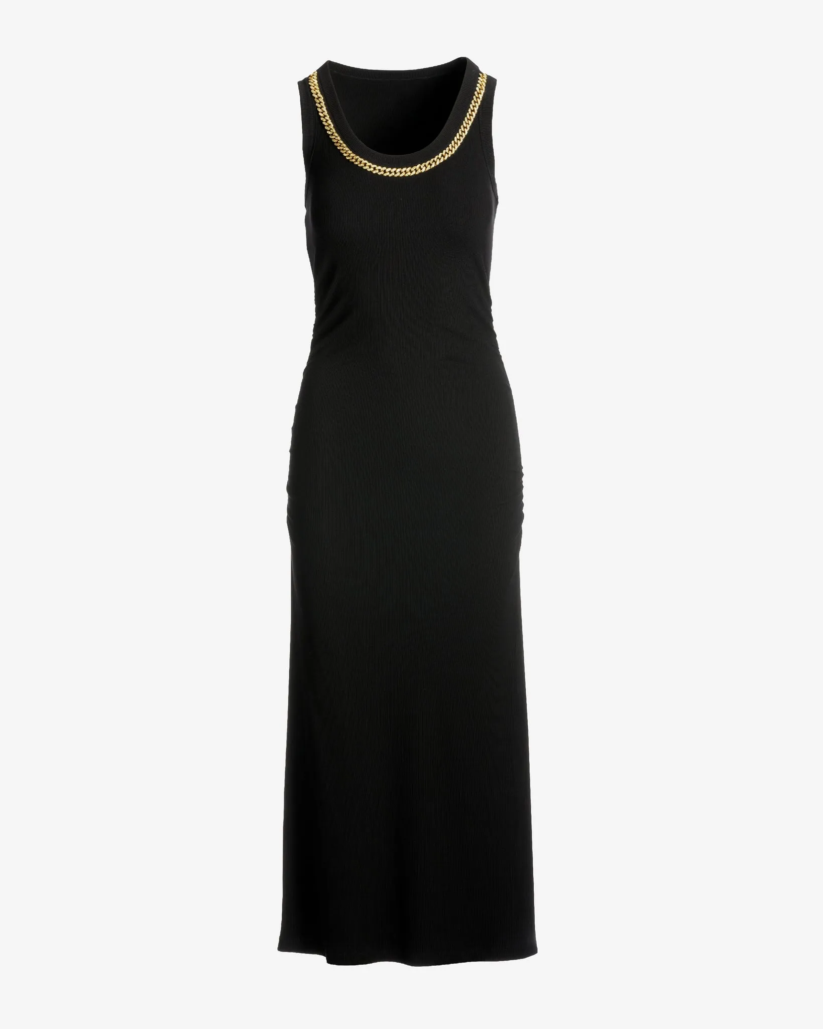 Chain Detail Scoop Neck Ribbed Midi Dress Black sold by Boston Proper product image thumbnail 2