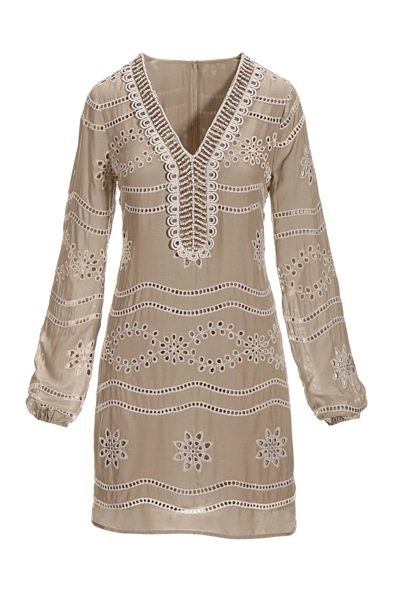 Embellished Lace Tunic Dress Sesame sold by Boston Proper product image thumbnail 2