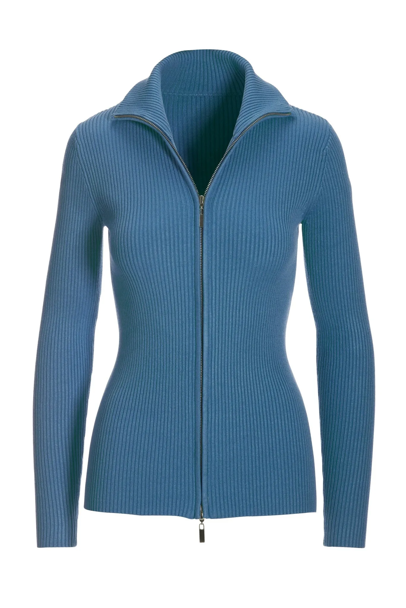 Ribbed Full Zip Cardigan Silver Lake Blue sold by Boston Proper product image thumbnail 2