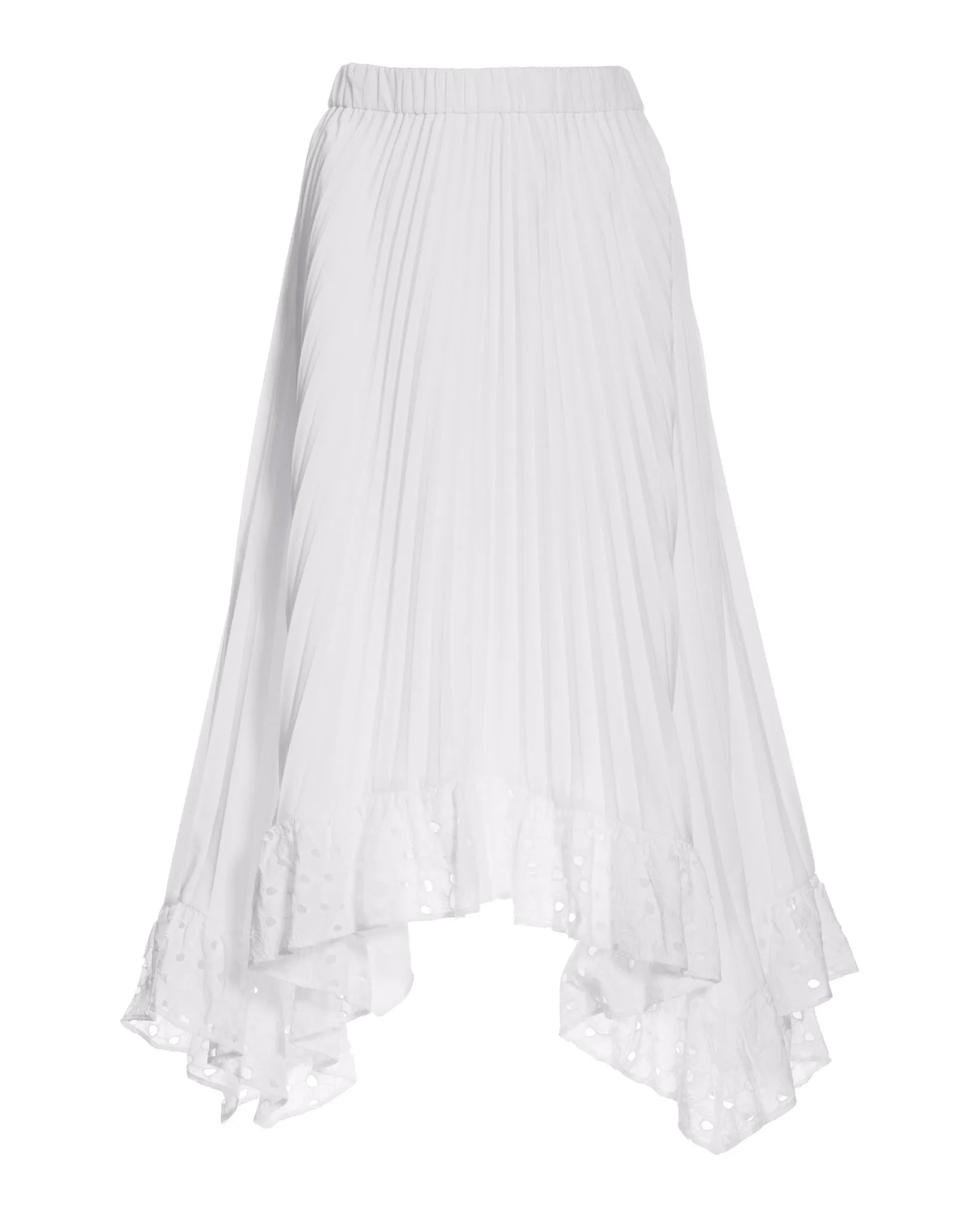 Pleated Eyelet Hem Midi Skirt Pure White sold by Boston Proper product image thumbnail 2