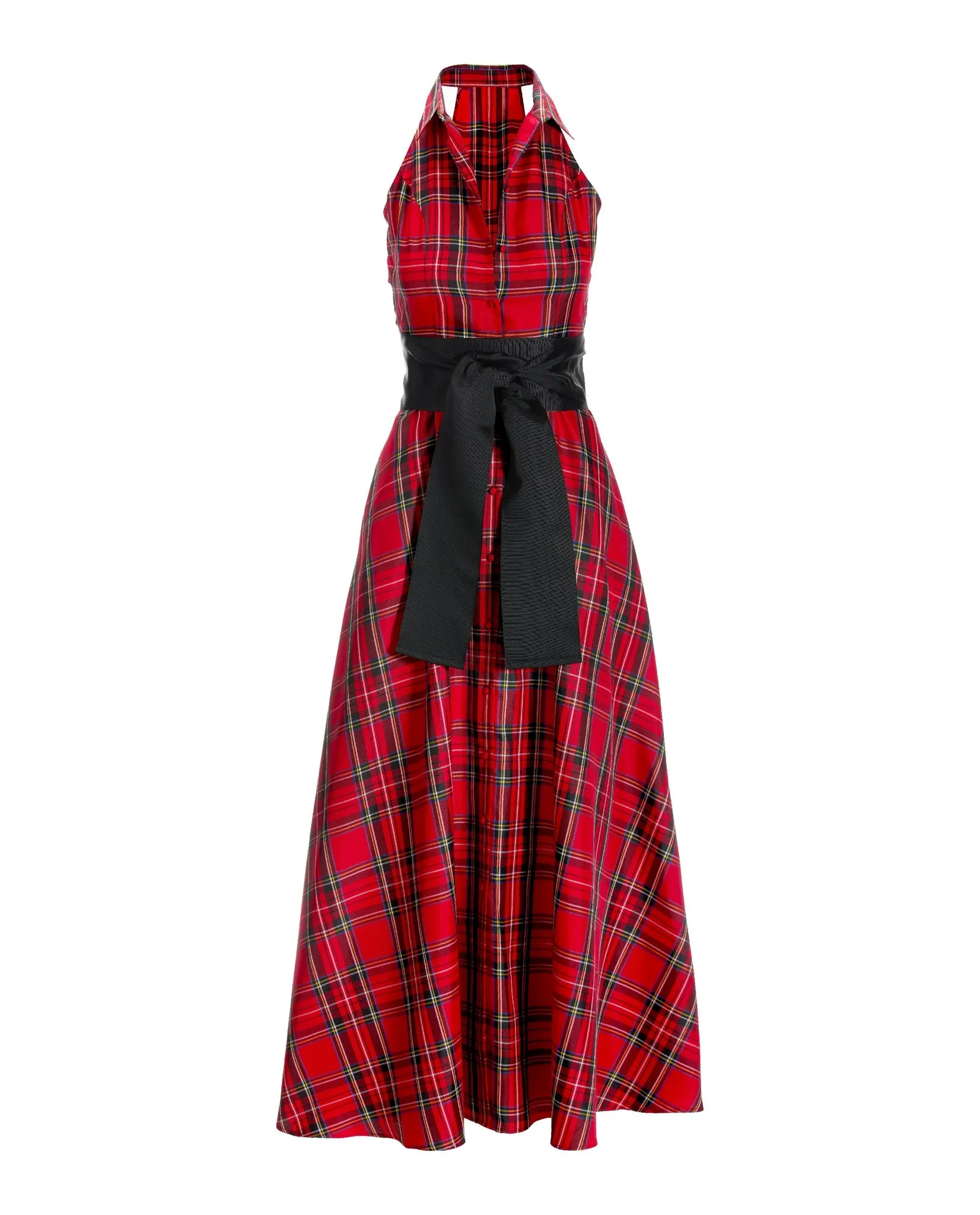 Classic Plaid Fit and Flare Halter Shirt Dress Red Multi sold by Boston Proper product image thumbnail 2