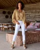 White and Gold Embellished Slim-Straight Jean White/Gold sold by Boston Proper