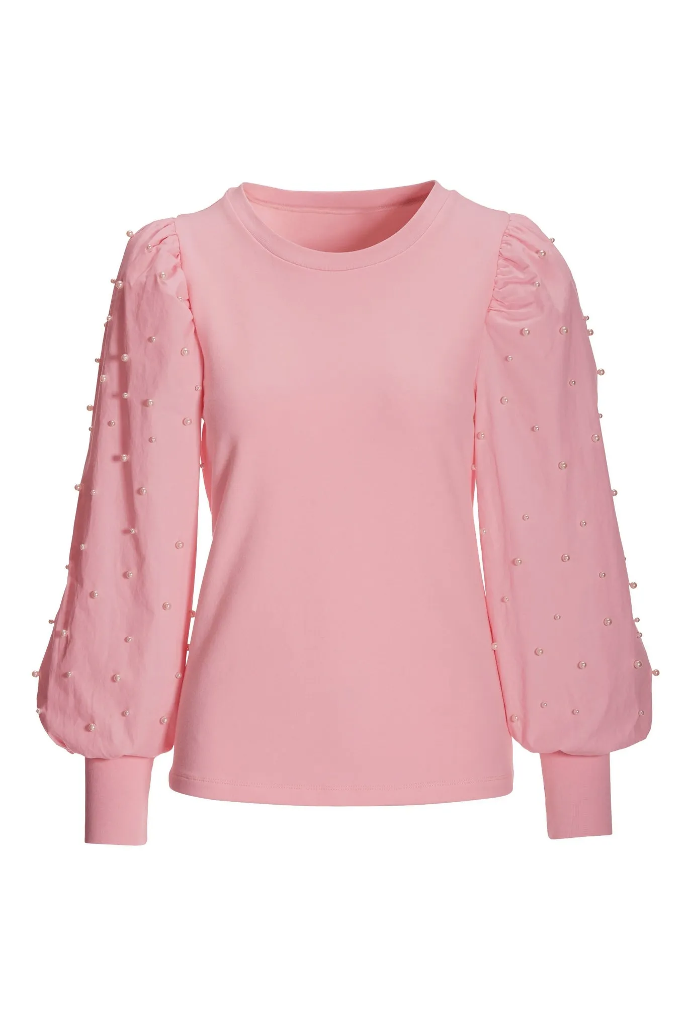 Pearl Embellished Balloon Sleeve Top Cherry Blossom sold by Boston Proper product image thumbnail 2