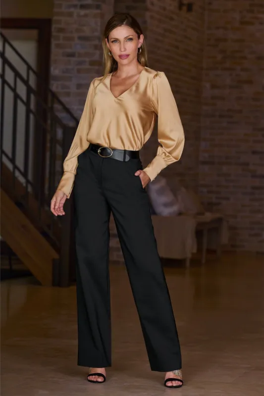 Modern High-Waist Wide-Leg Pant Black sold by Boston Proper