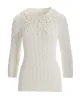 Pearl Embellished Cable Sweater Off White sold by Boston Proper