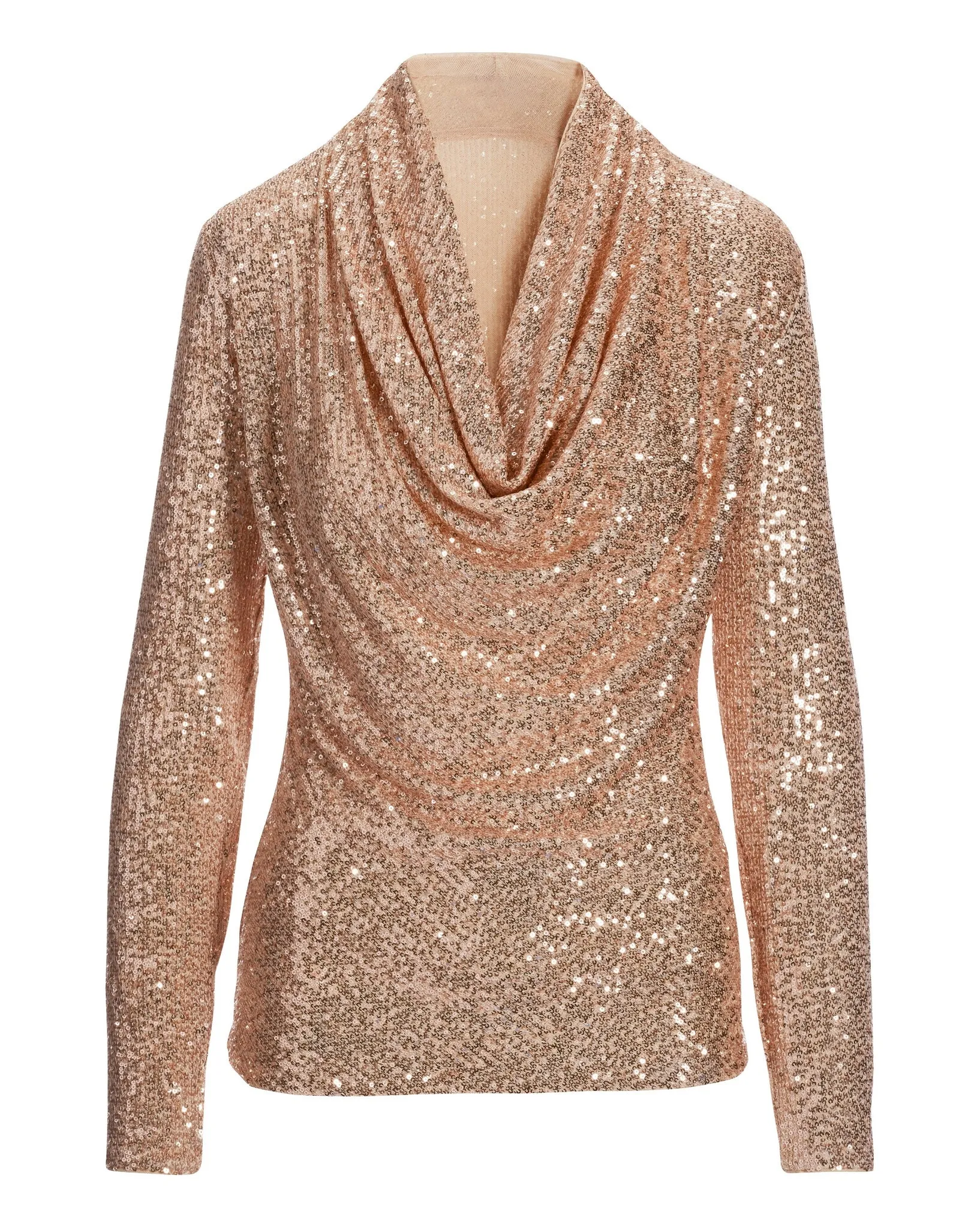 Sequin Cowl Neck Knit Top Blush sold by Boston Proper product image thumbnail 2