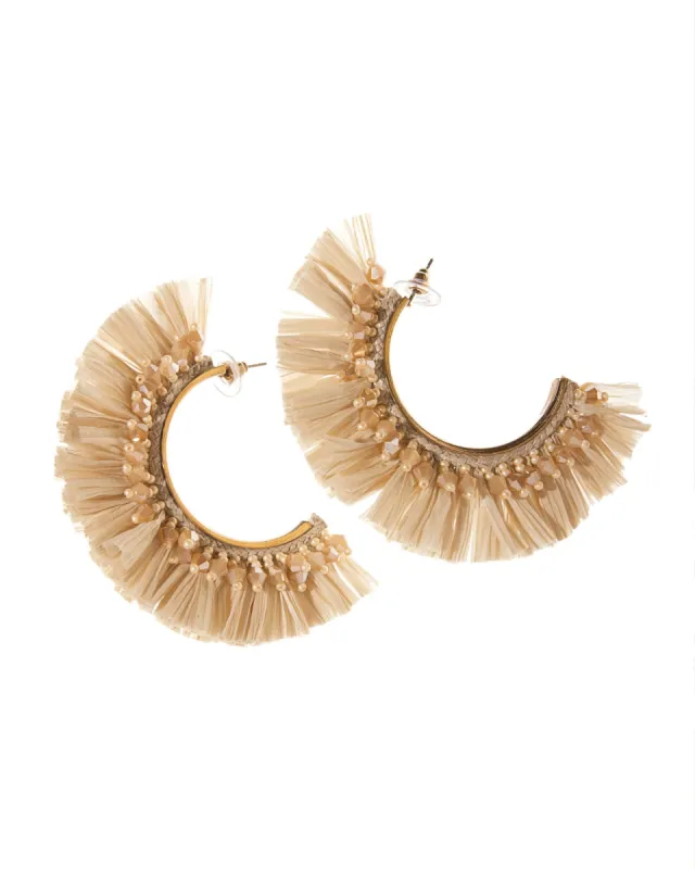 Beaded Raffia Earring Natural sold by Boston Proper