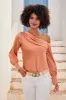Amelia Shoulder Skimming Charmeuse Blouse Peach sold by Boston Proper