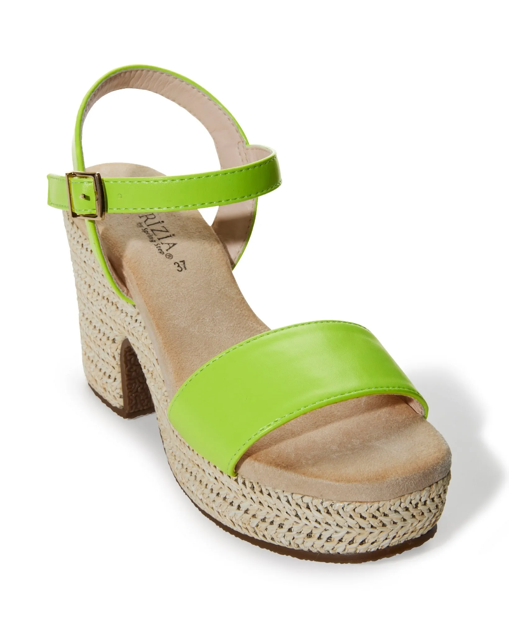 Raffia Platform Ankle Strap Heel Lime sold by Boston Proper
