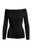 Beyond Basics Ribbed Off The Shoulder Sweater Proper Black sold by Boston Proper