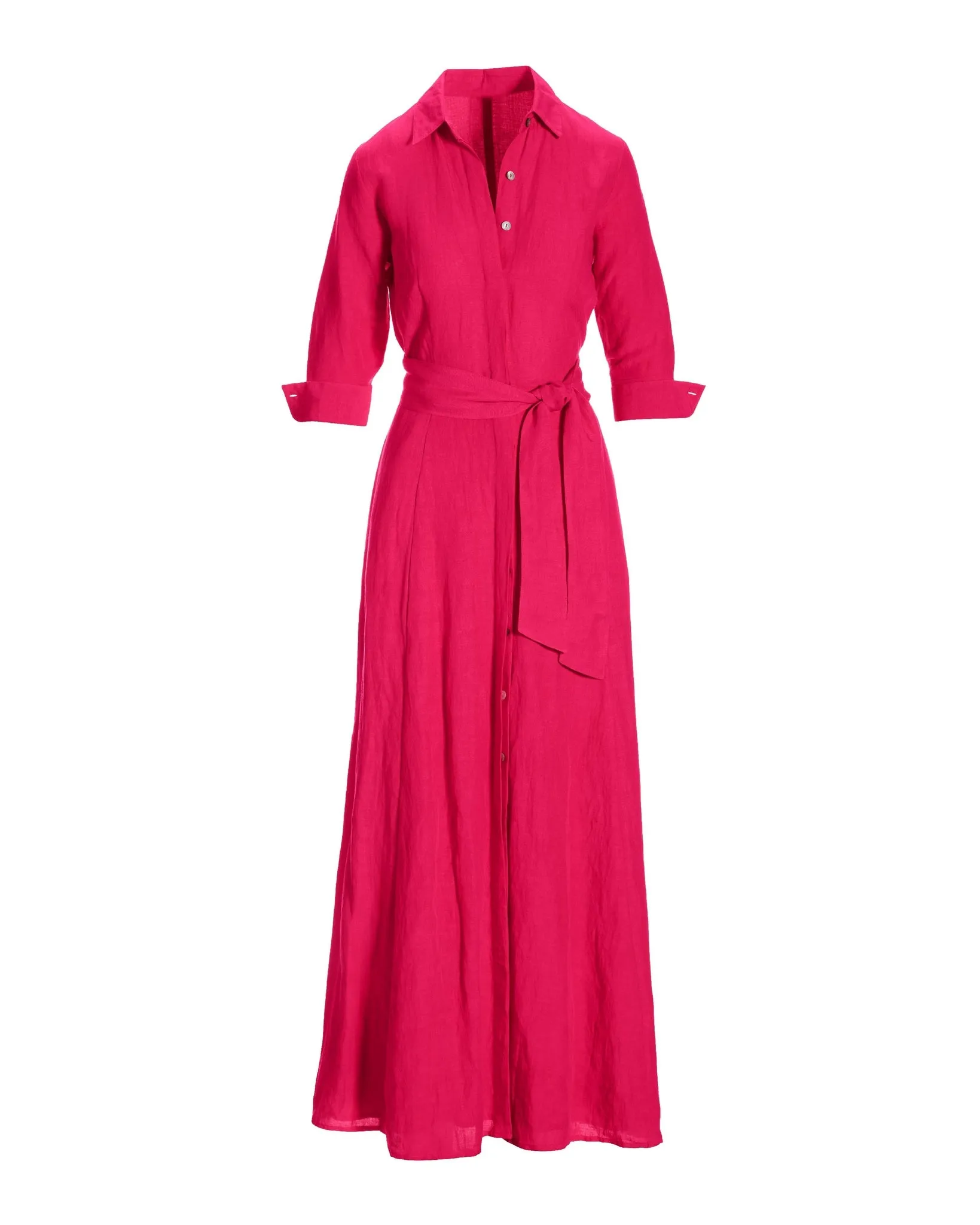 Linen Three Quarter Sleeve Maxi Shirt Dress Blossom sold by Boston Proper product image thumbnail 2