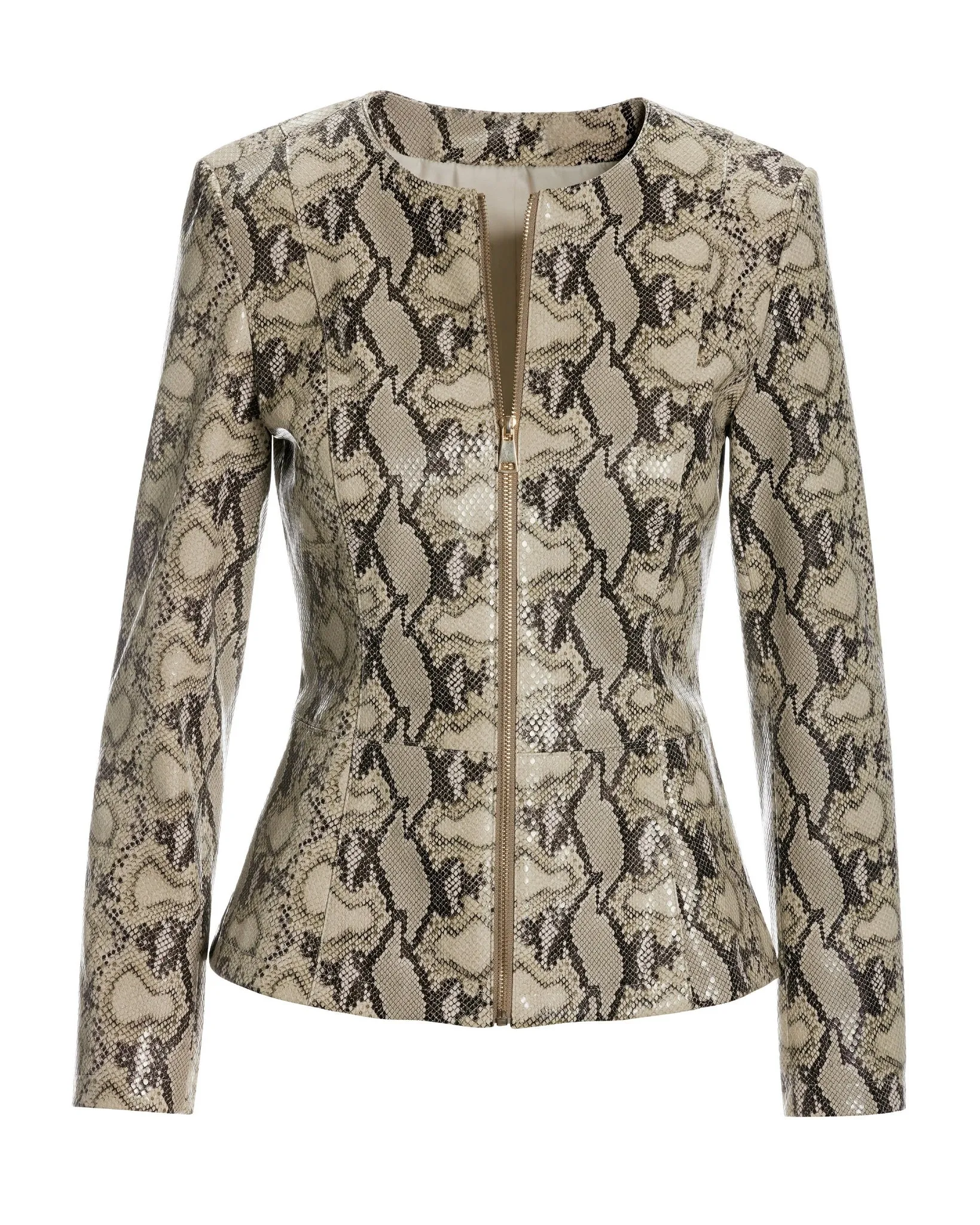Faux Leather Python Print Collarless Peplum Jacket Multi sold by Boston Proper product image thumbnail 2