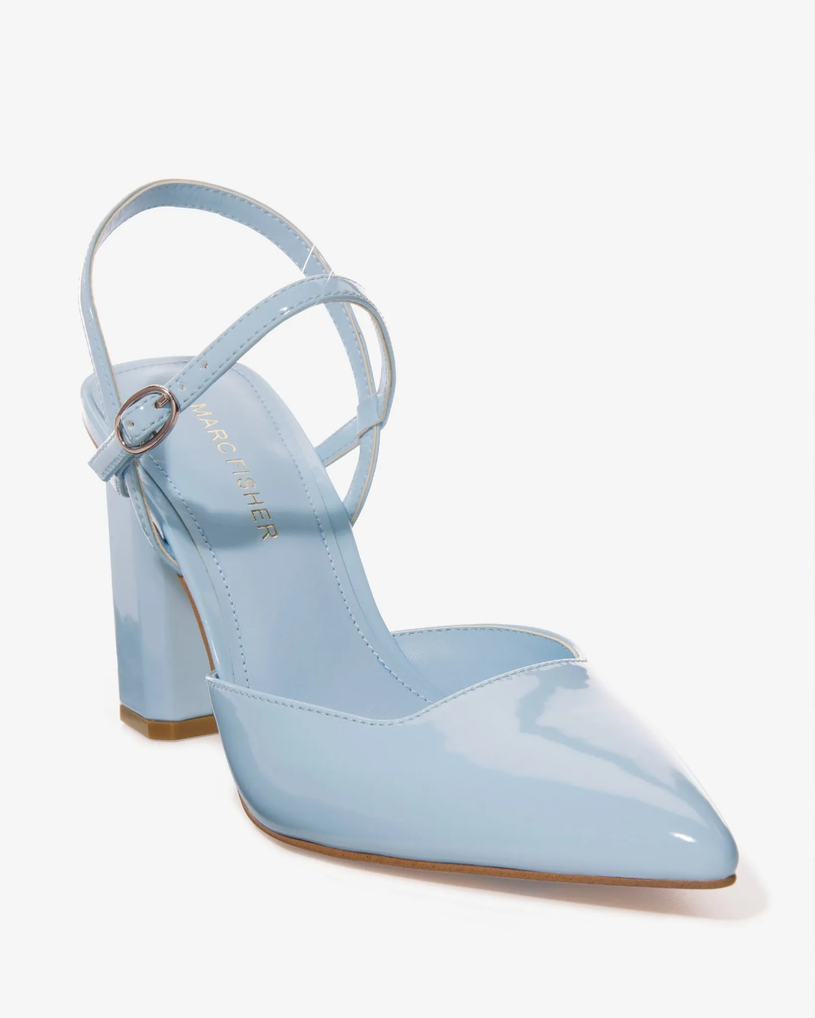 Pointed Toe Ankle Strap Block Heel Light Blue sold by Boston Proper