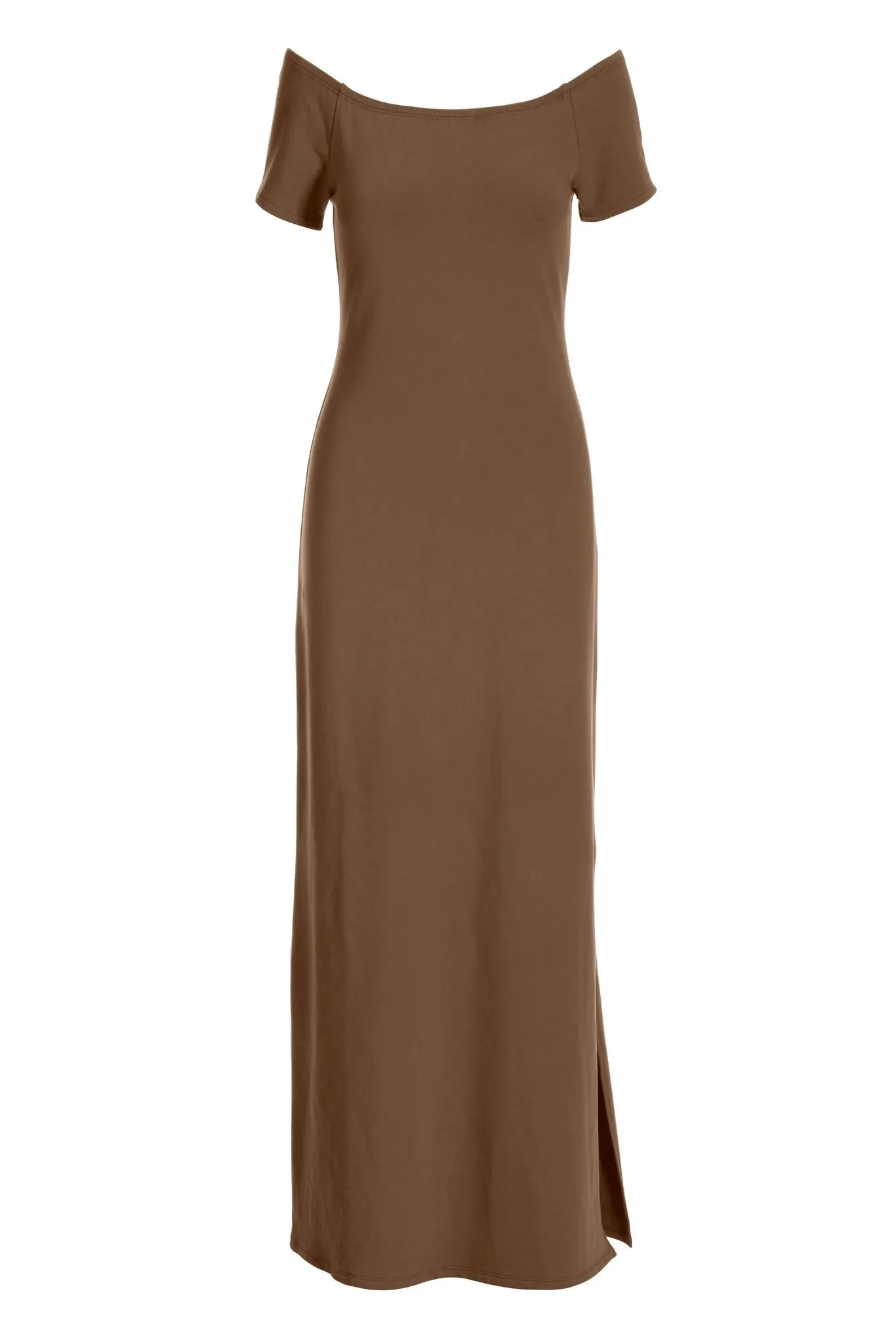 Off The Shoulder Short Sleeve Maxi Dress Brown sold by Boston Proper product image thumbnail 2