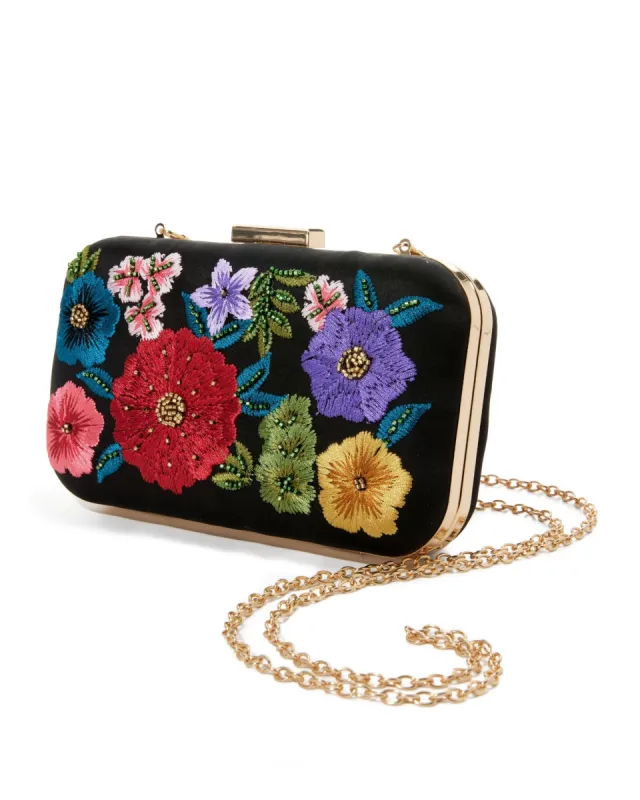 Embroidered Beaded Clutch Black Multi sold by Boston Proper