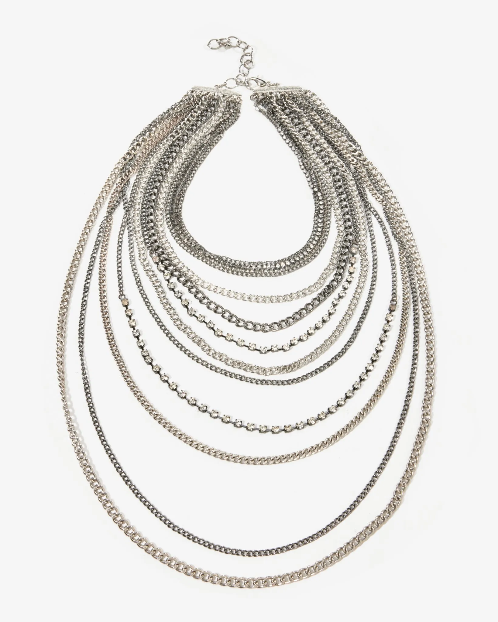 Layered Silver Chain Necklace Antique Silver sold by Boston Proper