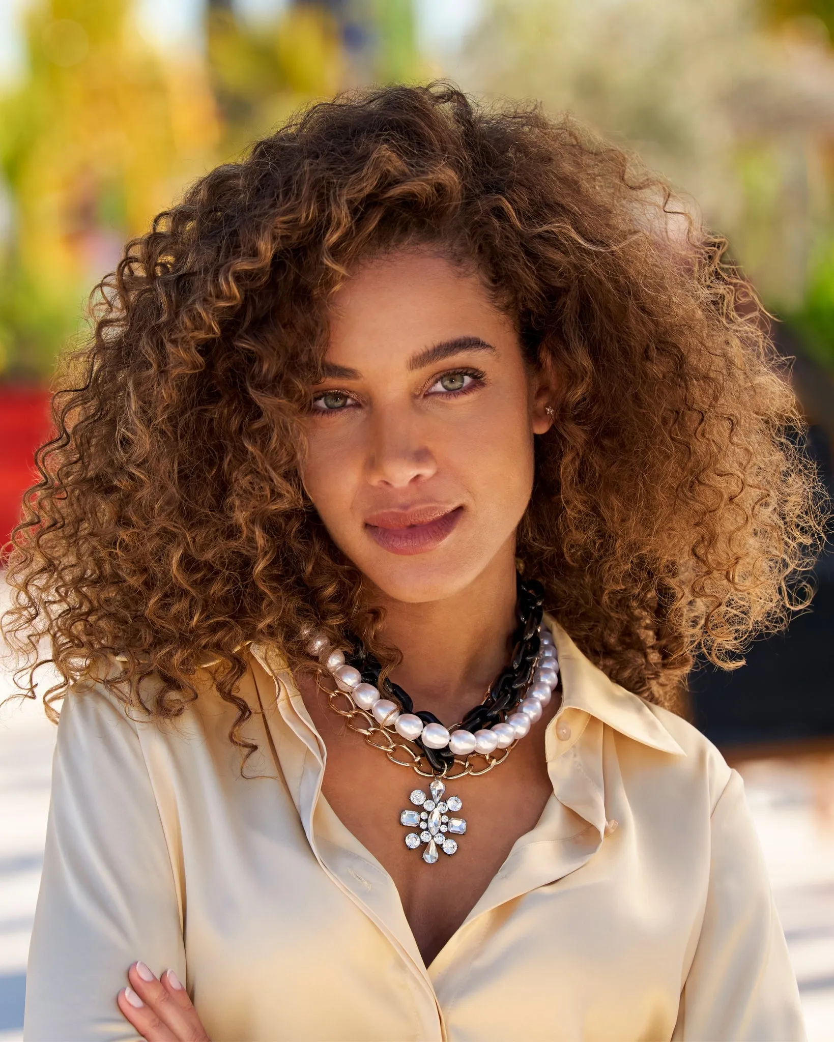 Gold Chains & Pearls Layered Necklace Black/White/Gold sold by Boston Proper product image thumbnail 2