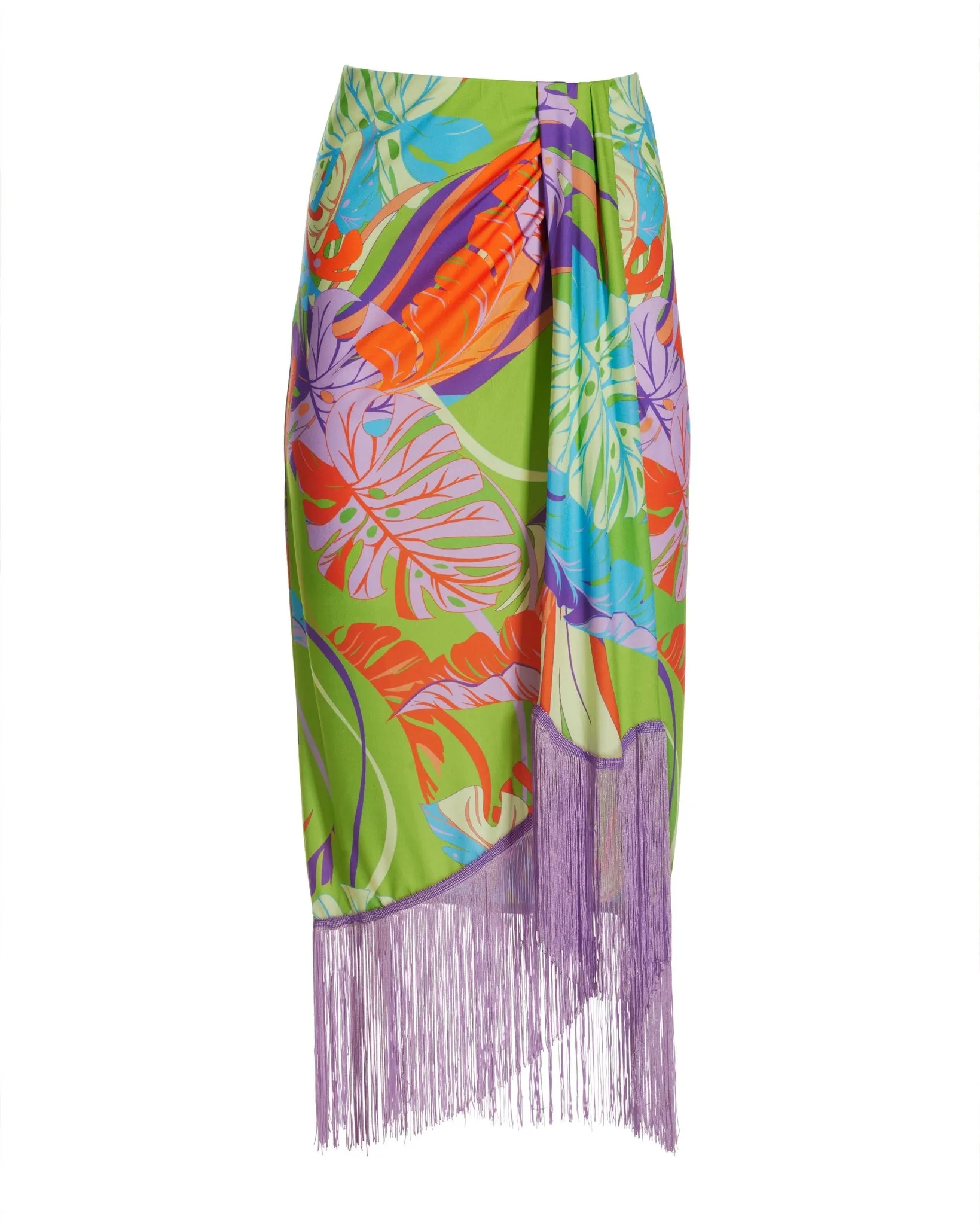 Cabo Leaves Print Fringe Skirt Green sold by Boston Proper product image thumbnail 2