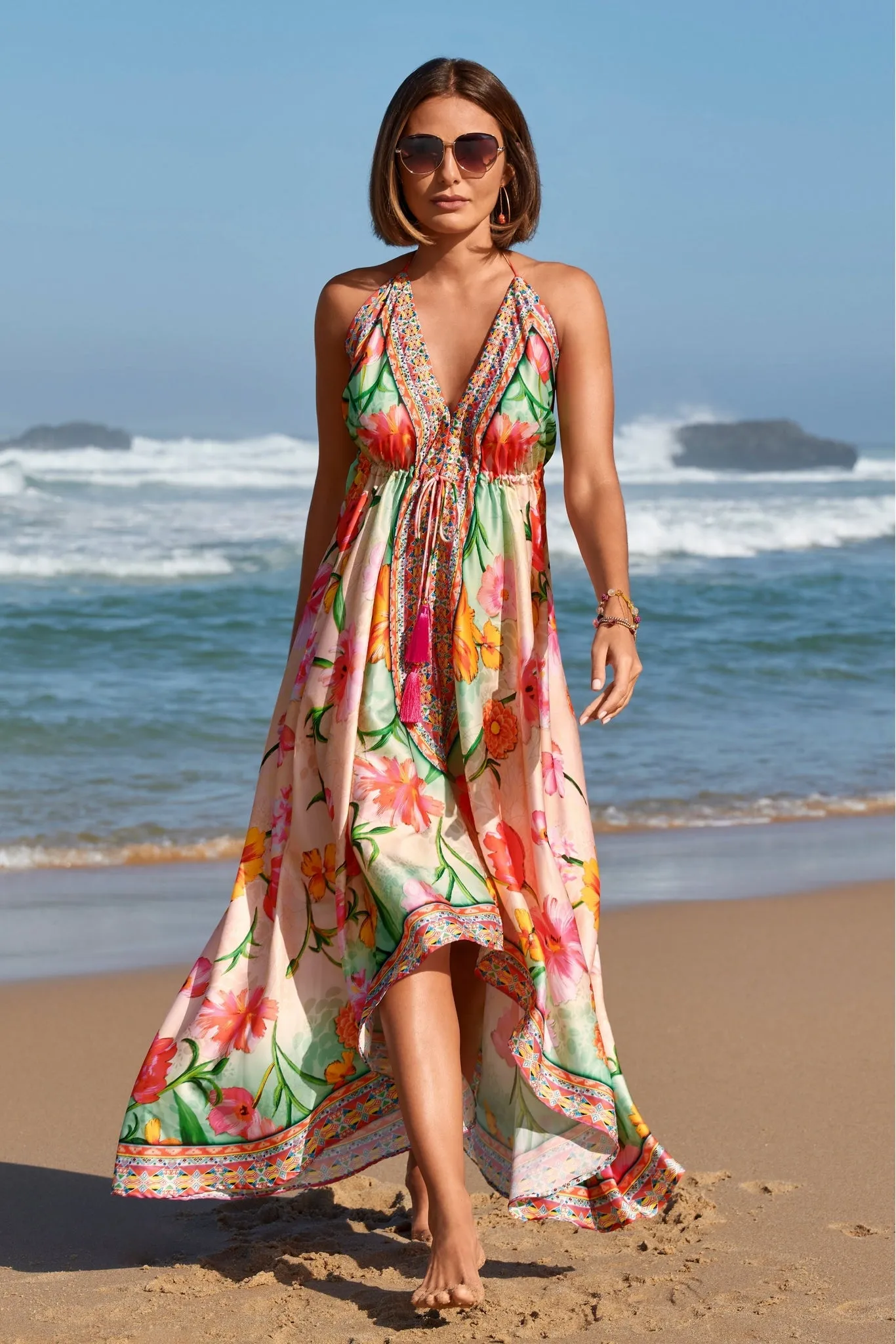 Multi Print High Low Dress Multi sold by Boston Proper