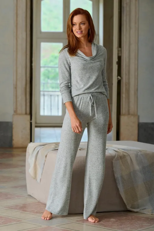 So Soft Wide Leg Drawstring Lounge Pant Light Heather Gray sold by Boston Proper