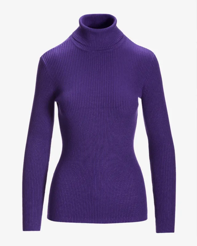 Ribbed Turtleneck Sweater Royal Purple sold by Boston Proper