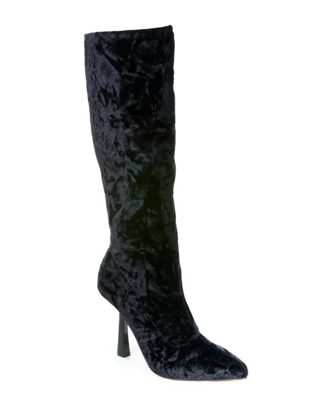 Crushed Velvet Tall Heeled Boot Black sold by Boston Proper