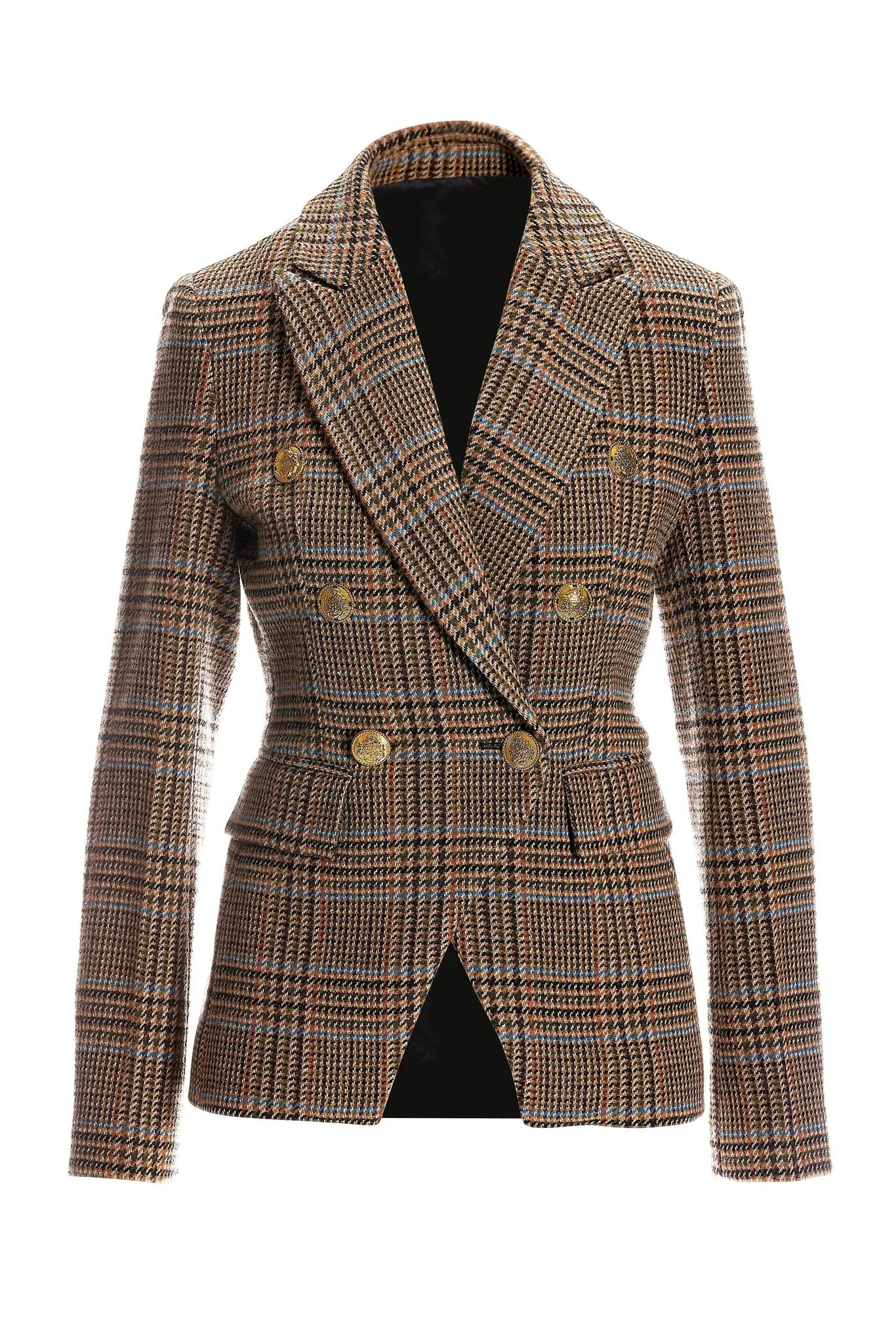 Plaid Modern Double Breasted Blazer Brown Multi sold by Boston Proper product image thumbnail 2