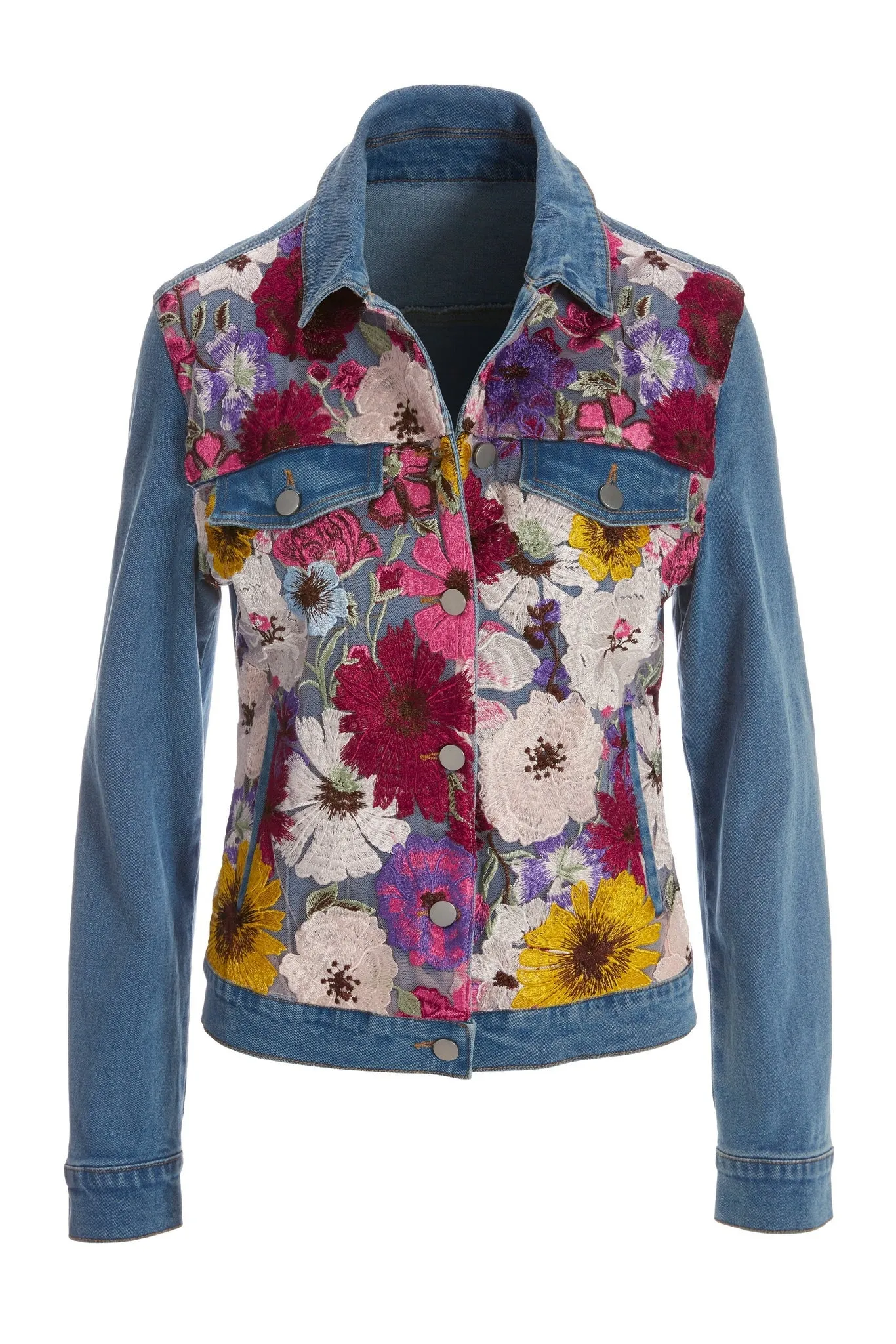 Floral Gardens Embroidered Denim Jacket Light Wash sold by Boston Proper product image thumbnail 2