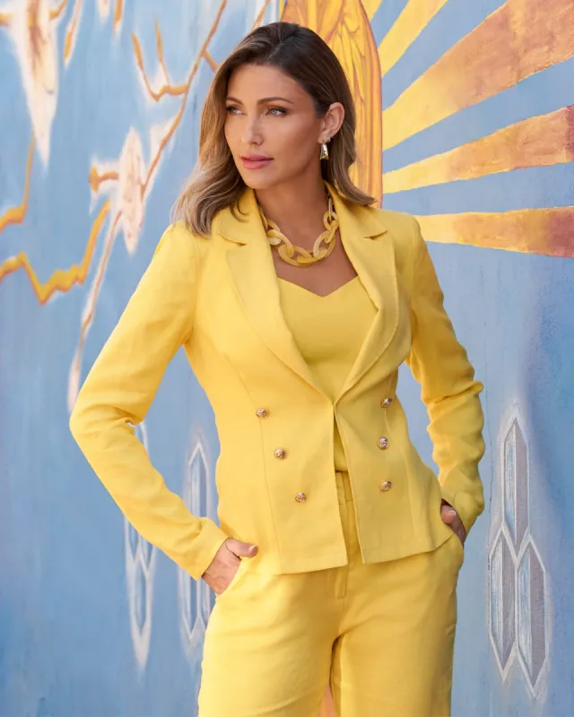 Polished Linen Blazer Lemon Drop sold by Boston Proper