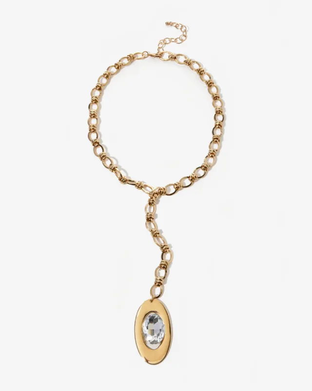 Gold Lariat Crystal Pendent Necklace Gold Plate sold by Boston Proper