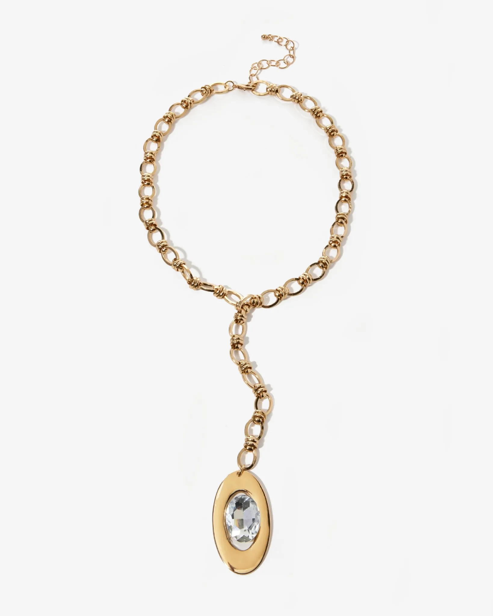 Gold Lariat Crystal Pendent Necklace Gold Plate sold by Boston Proper