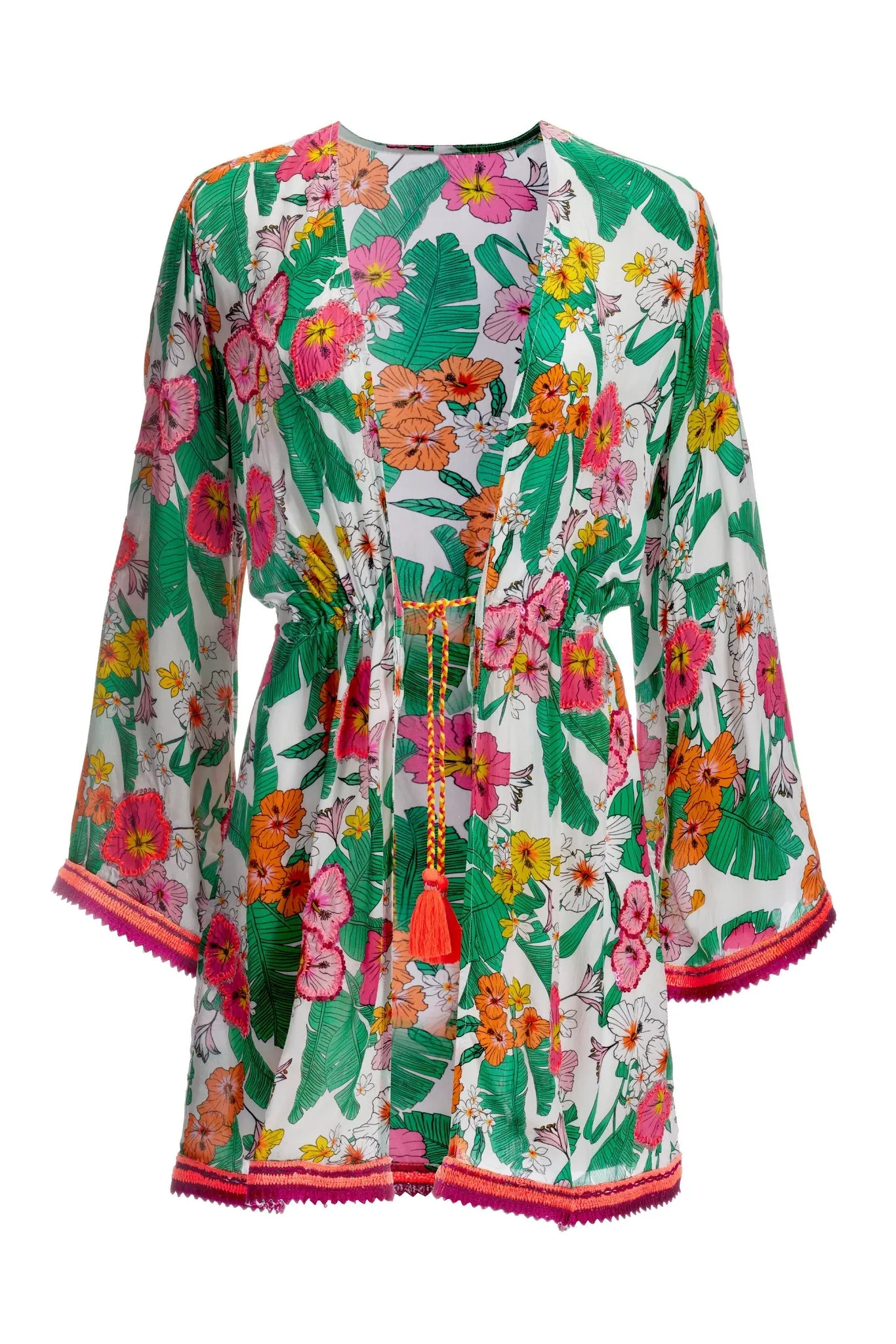 Cabana Tropics Print Flare Sleeve Duster Multi sold by Boston Proper product image thumbnail 2