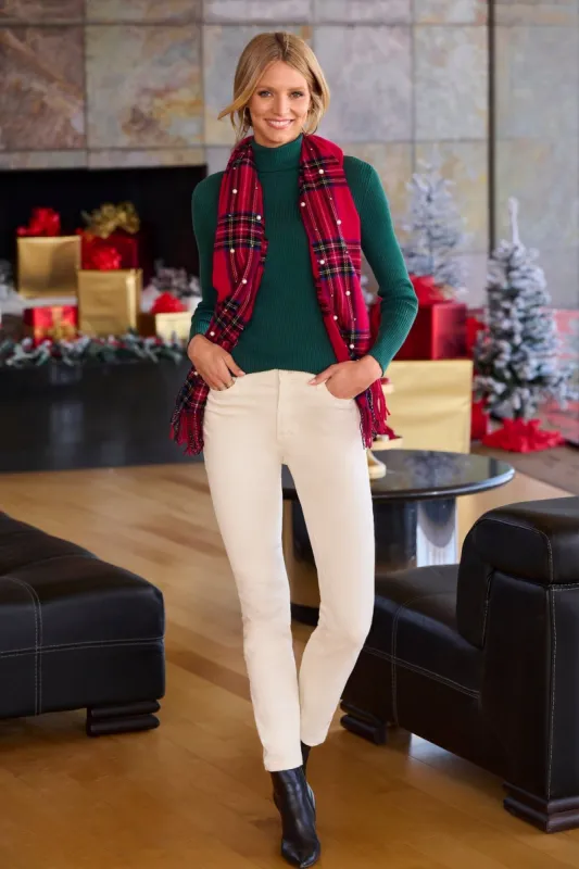 Proper High-Rise Slim Straight-Leg Jean Cream sold by Boston Proper