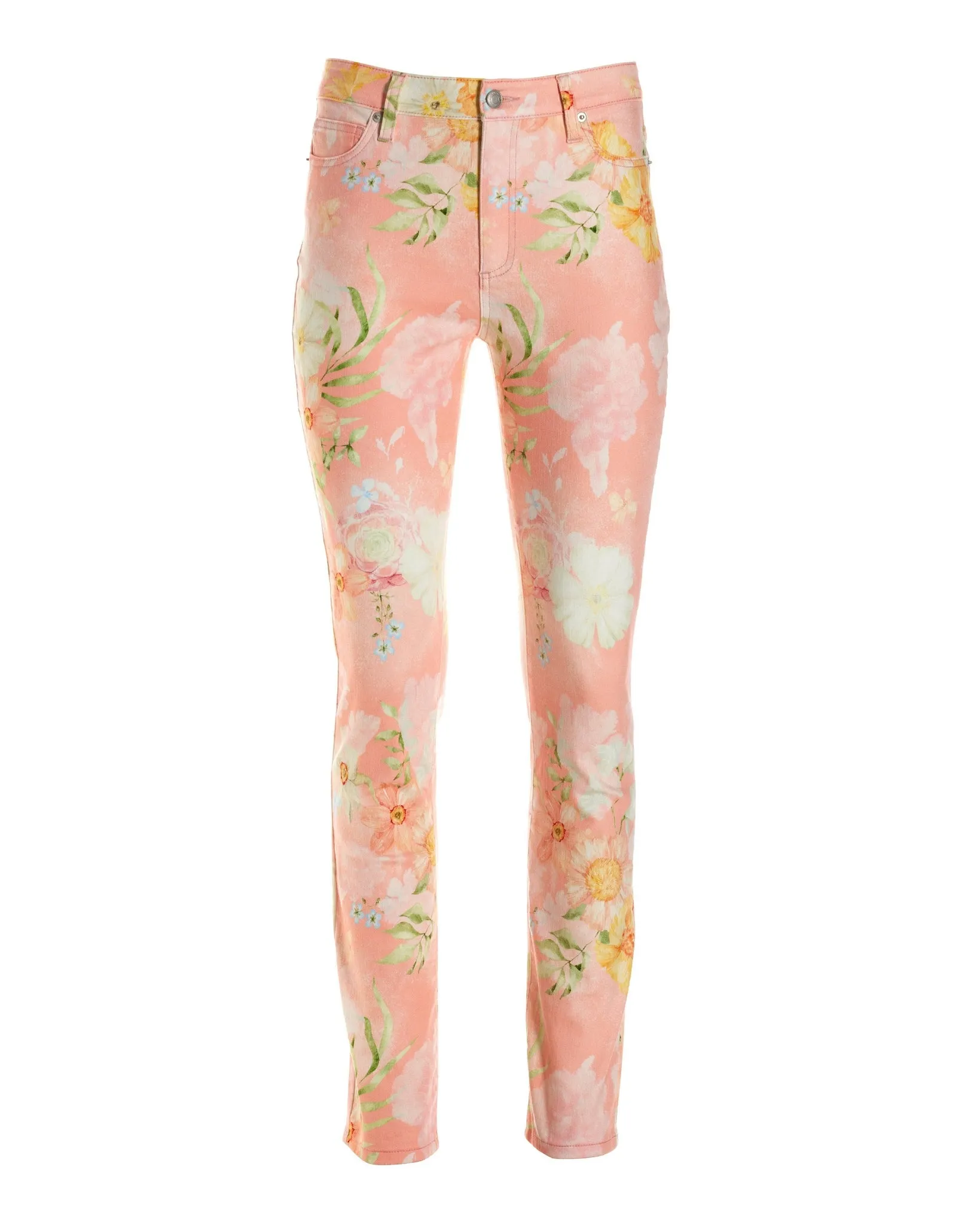 Vintage Blooms Print Slim Straight-Leg Jean Pink sold by Boston Proper product image thumbnail 2