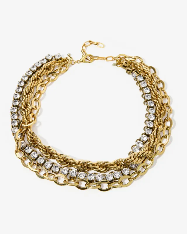 Gold Layered Rope Crystal Chain Necklace Gold sold by Boston Proper