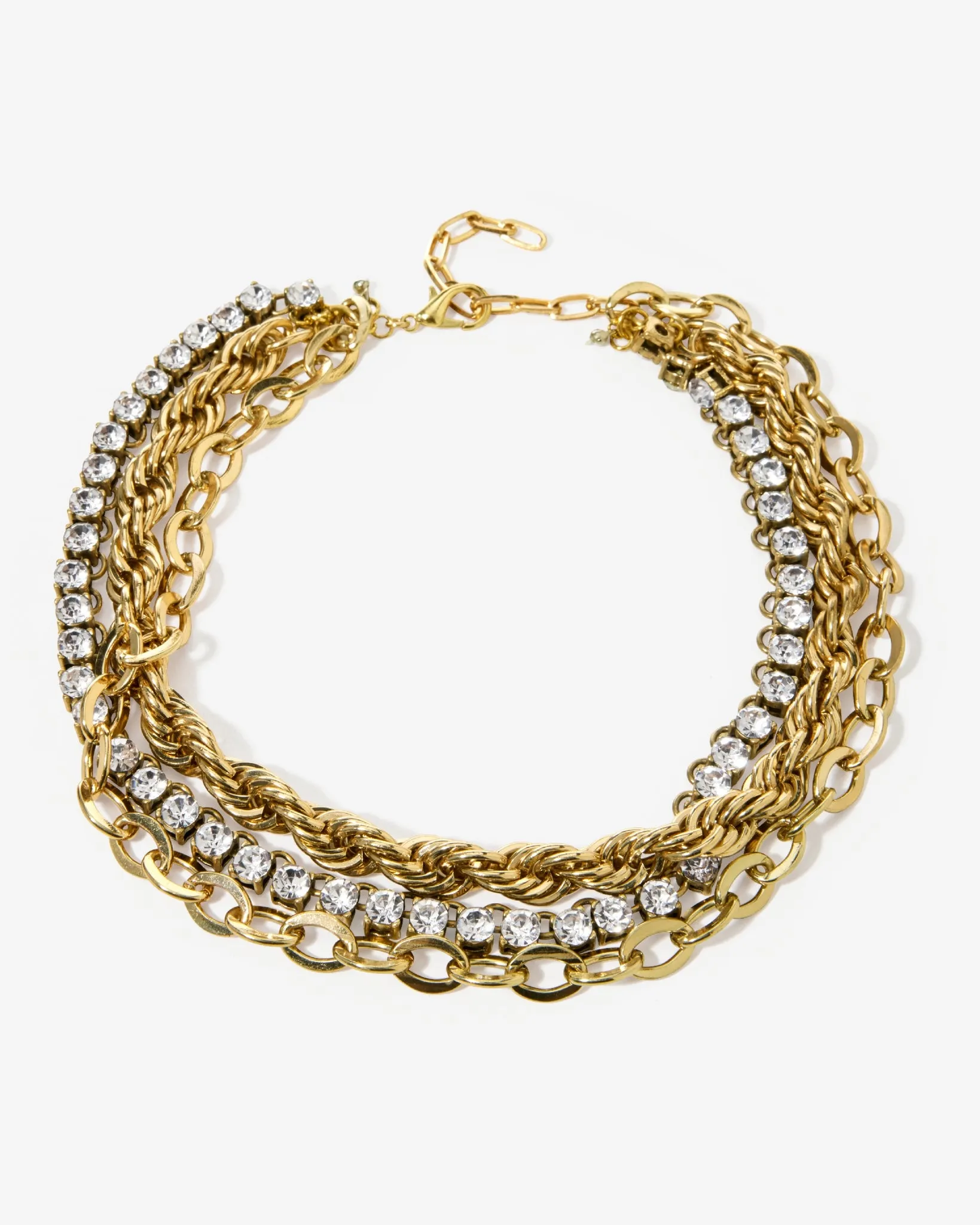 Gold Layered Rope Crystal Chain Necklace Gold sold by Boston Proper