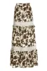 Floral Print Lace Detail Tiered Maxi Skirt Cream/Brown sold by Boston Proper