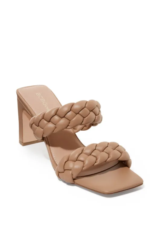 Woven Braided Block Heel Tan sold by Boston Proper