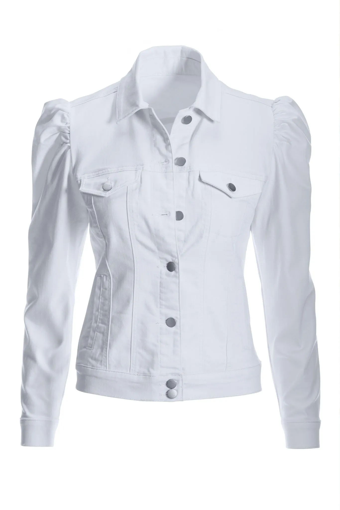 Denim Puff-Sleeve Jacket White sold by Boston Proper product image thumbnail 2